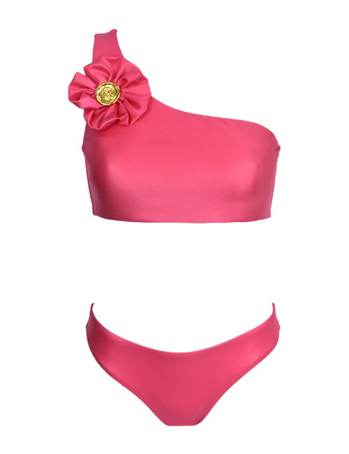 Swimsuit SWIMWEAR Two-piece swimsuit in pink with one shoulder